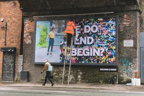 Installation image featuring works © Melanie Manchot and © Mark Titchner.