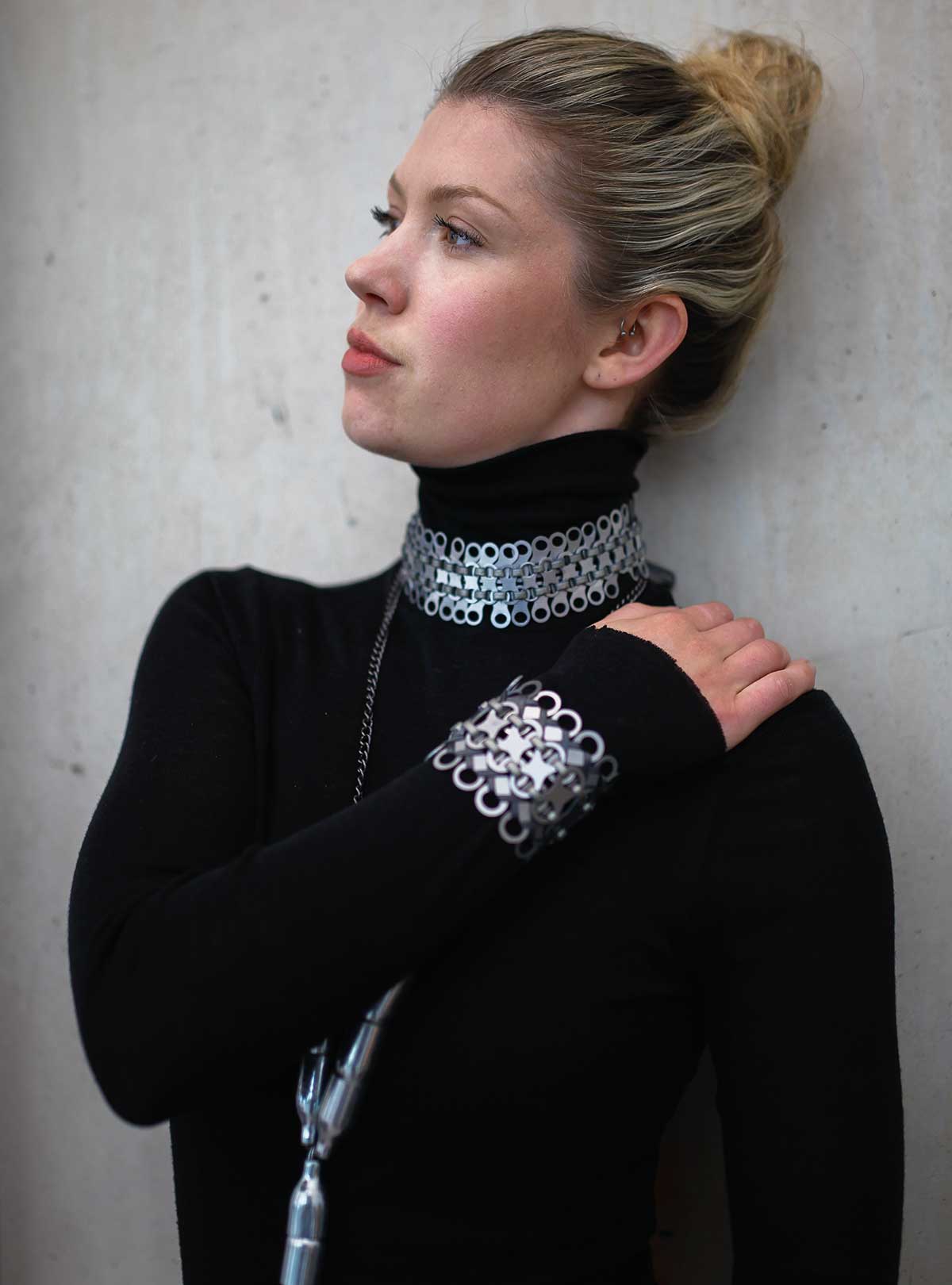 ReGo participant wearing jewellery designed by Michelle Lowe Holder - Photography by Eugenie Flochel
