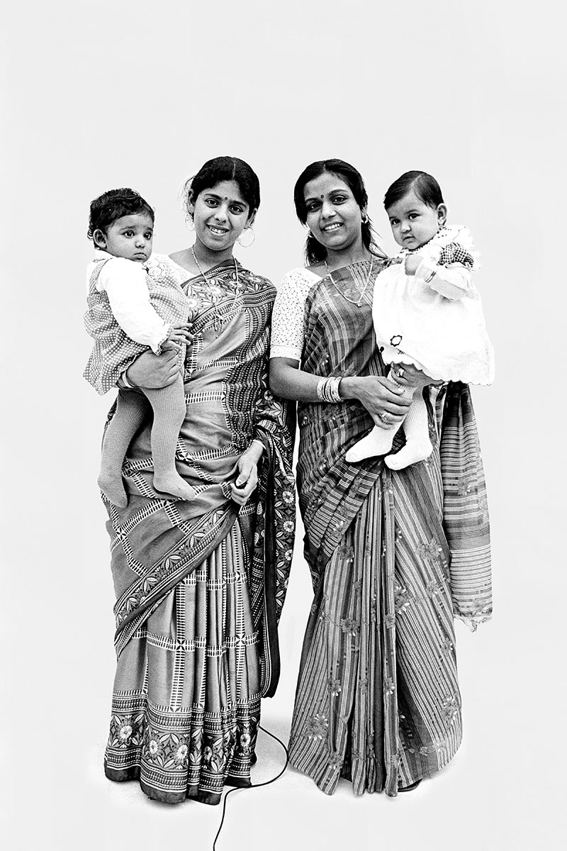 Bharti Pandoria with baby Varsha (left) and Meena Pandoria with baby Dimple (right)